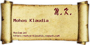 Mohos Klaudia névjegykártya